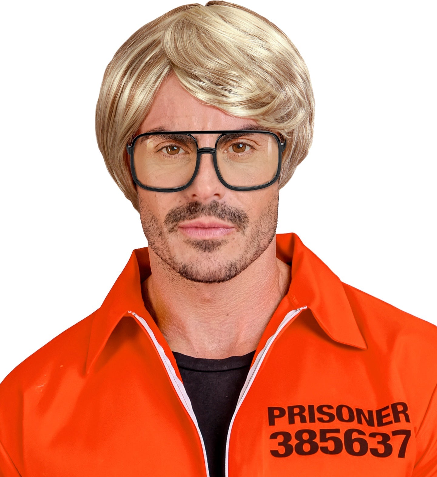 Blonde Herrenperücke im Vokuhila-Stil aus Kunstfaser, ideal für 80er-Partys.