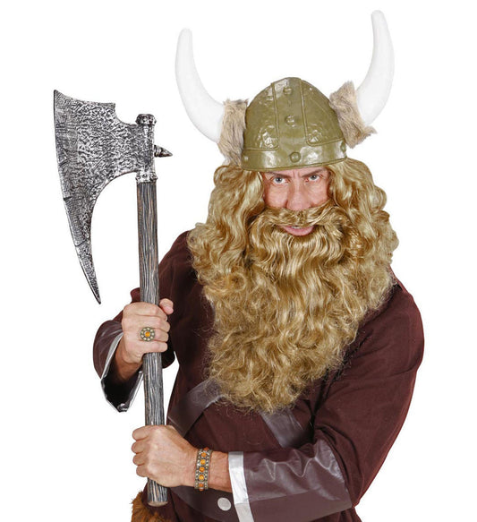 Langer blonder geflochtener Wikinger Kunstfaserbart von Widmann.