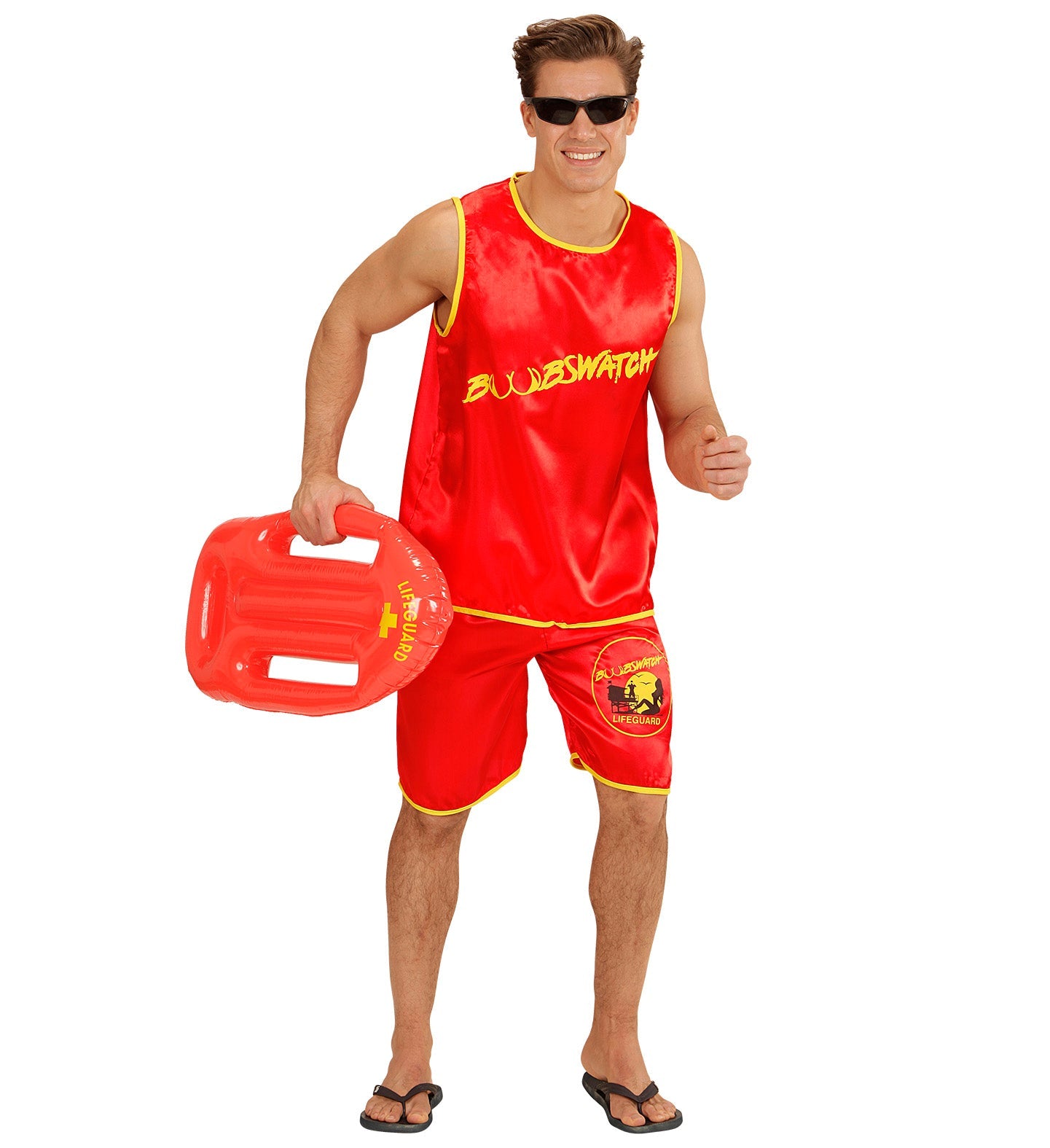Rotes zweiteiliges Baywatch Rettungsschwimmer Kostüm mit Tanktop und Shorts