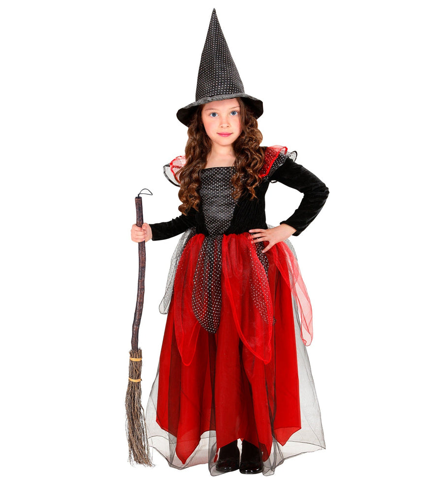 Widmann Mädchenkostüm Hexe Bordeaux Schwarz – Kinderkostüm mit Hut - Fasnacht24.ch