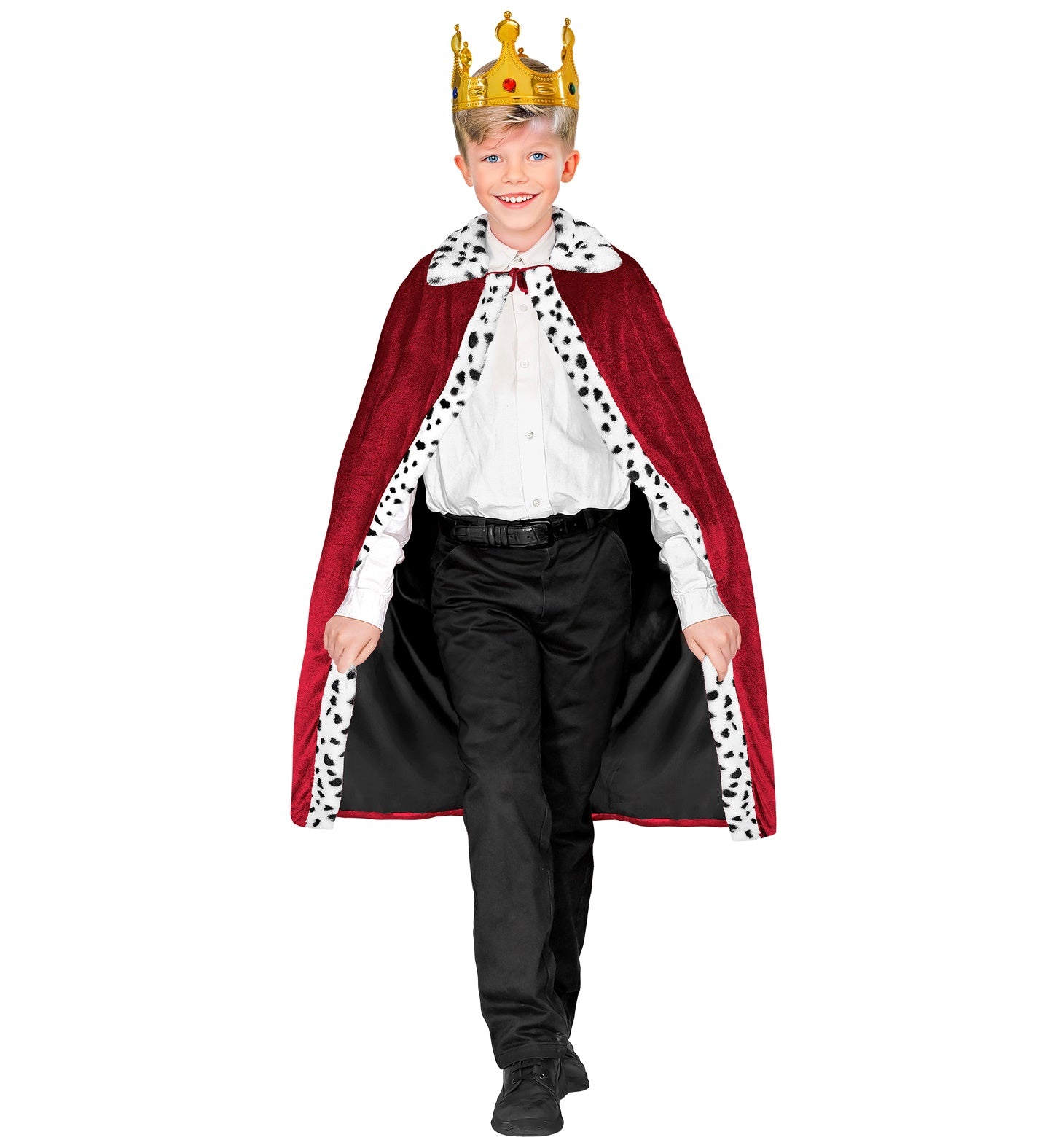 Kinderkostüm Umhang aus bordeauxrotem Samt, 90 cm lang, mit Satinfutter und Klettverschluss