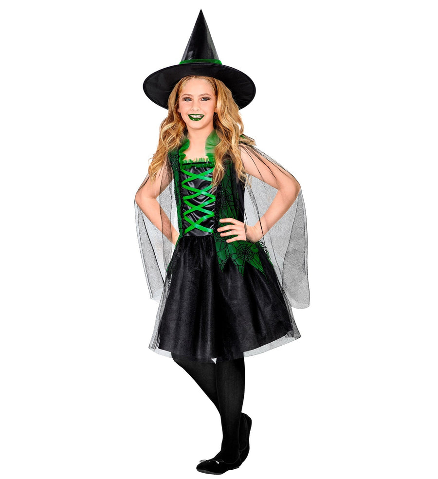 Widmann Waldhexe Kinderkostüm Kleid und Hut Schwarz - Fasnacht24.ch – Detailansicht