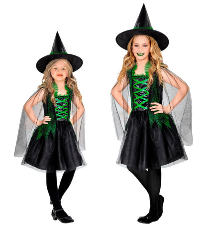 Widmann Waldhexe Kinderkostüm Kleid und Hut Schwarz - Fasnacht24.ch – Seitenansicht