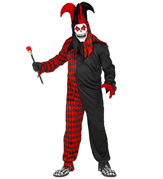 Widmann Horror Jumpsuit – Evil Harlequin Clown Kostüm mit Maske - Fasnacht24.ch