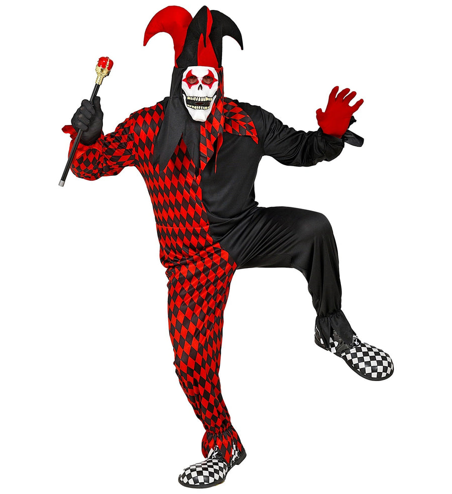 Widmann Horror Jumpsuit – Evil Harlequin Clown Kostüm mit Maske - Fasnacht24.ch – Produktansicht