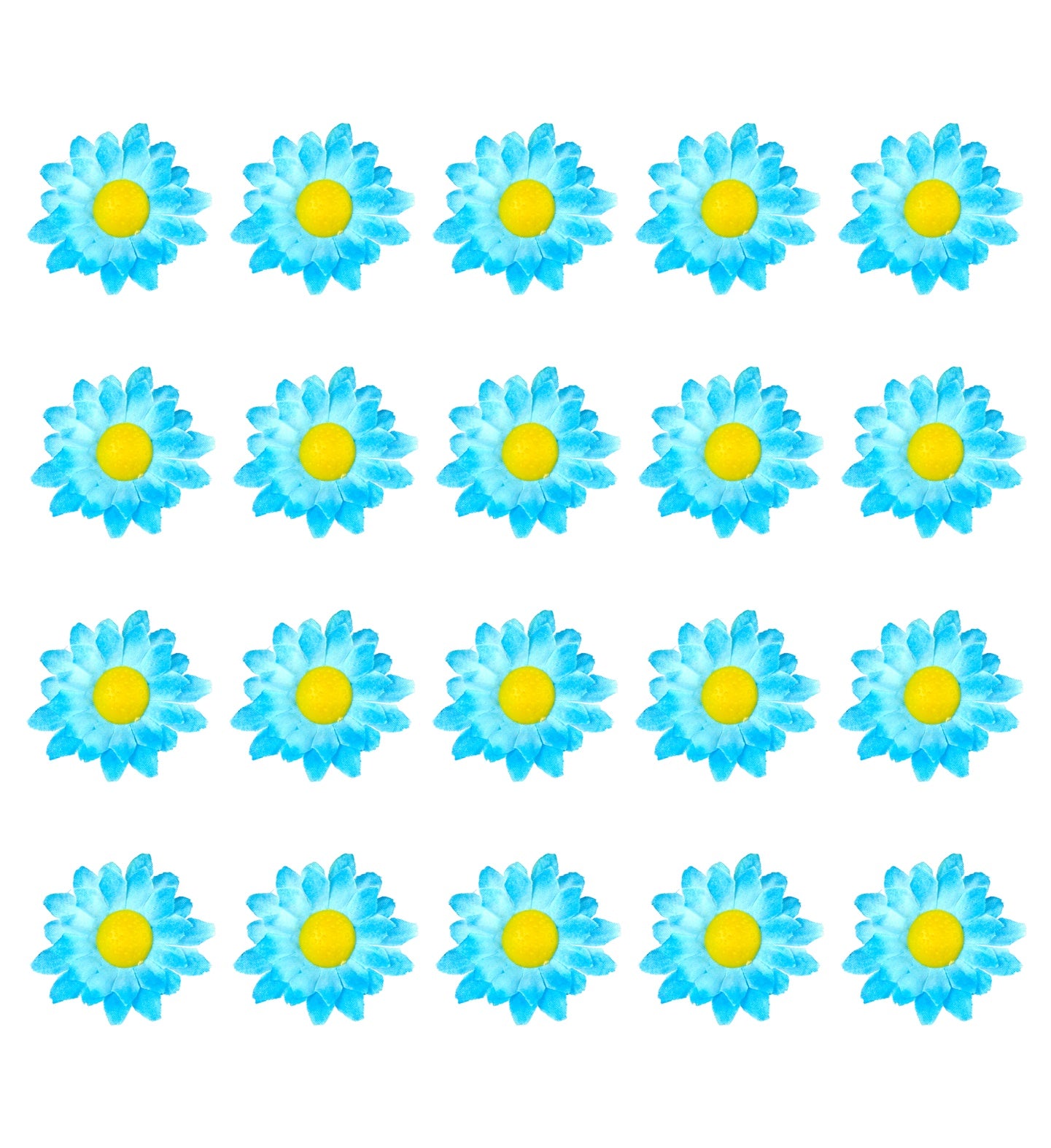 Künstliche Blumen in Hellblau, 20 Stück, ideal für Dekoration und einfache Anordnung.