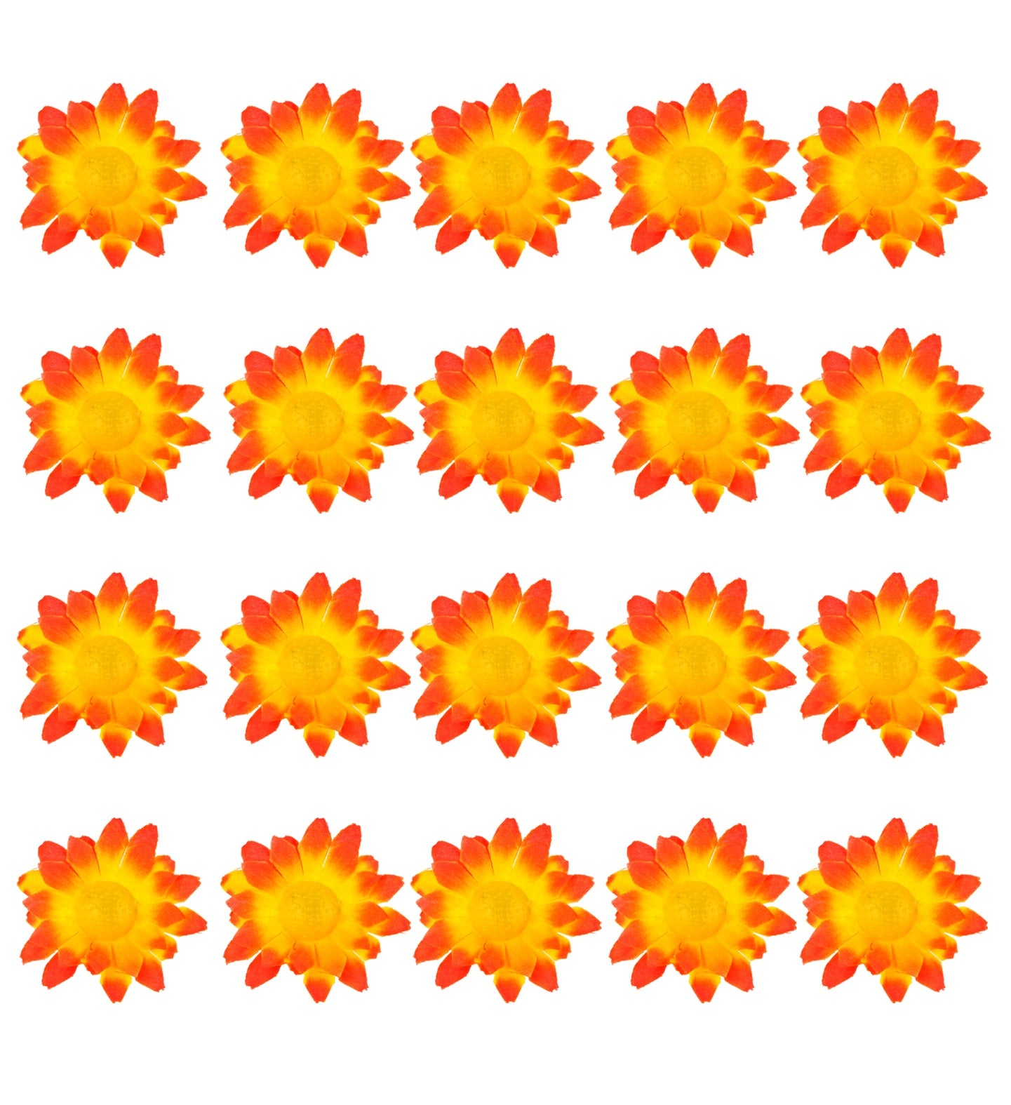 20 orange foam decorative flowers in a box, ideal for brightening up any space.
