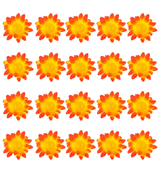 20 orange foam decorative flowers in a box, ideal for brightening up any space.