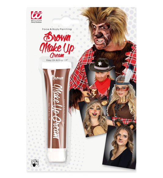 Braune Creme-Make-up in einem 28ml Tube für nahtlose Cosplay-Verwandlungen.
