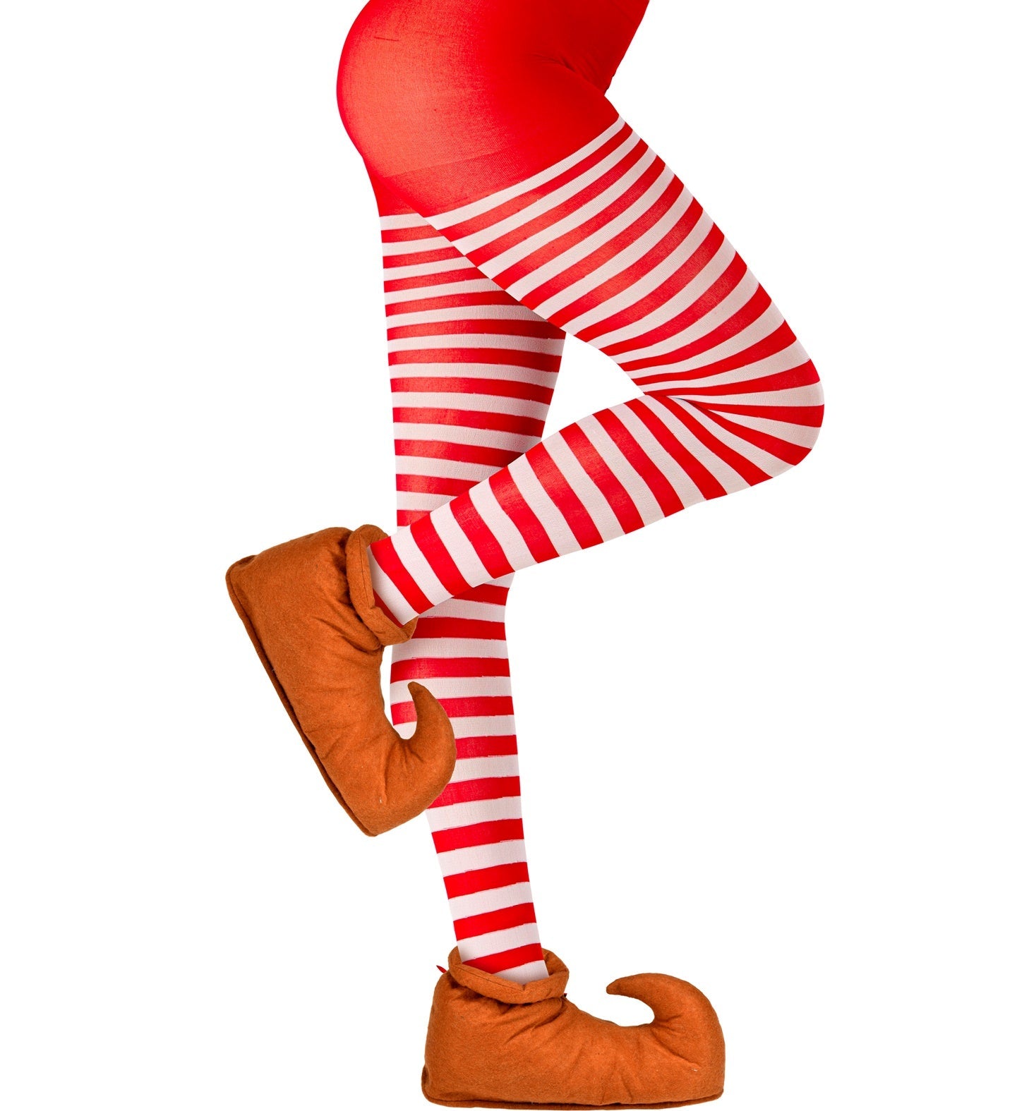 Braune Elfen Schuh Überzieher aus Polyester, ideal für Kostüme und Karneval.