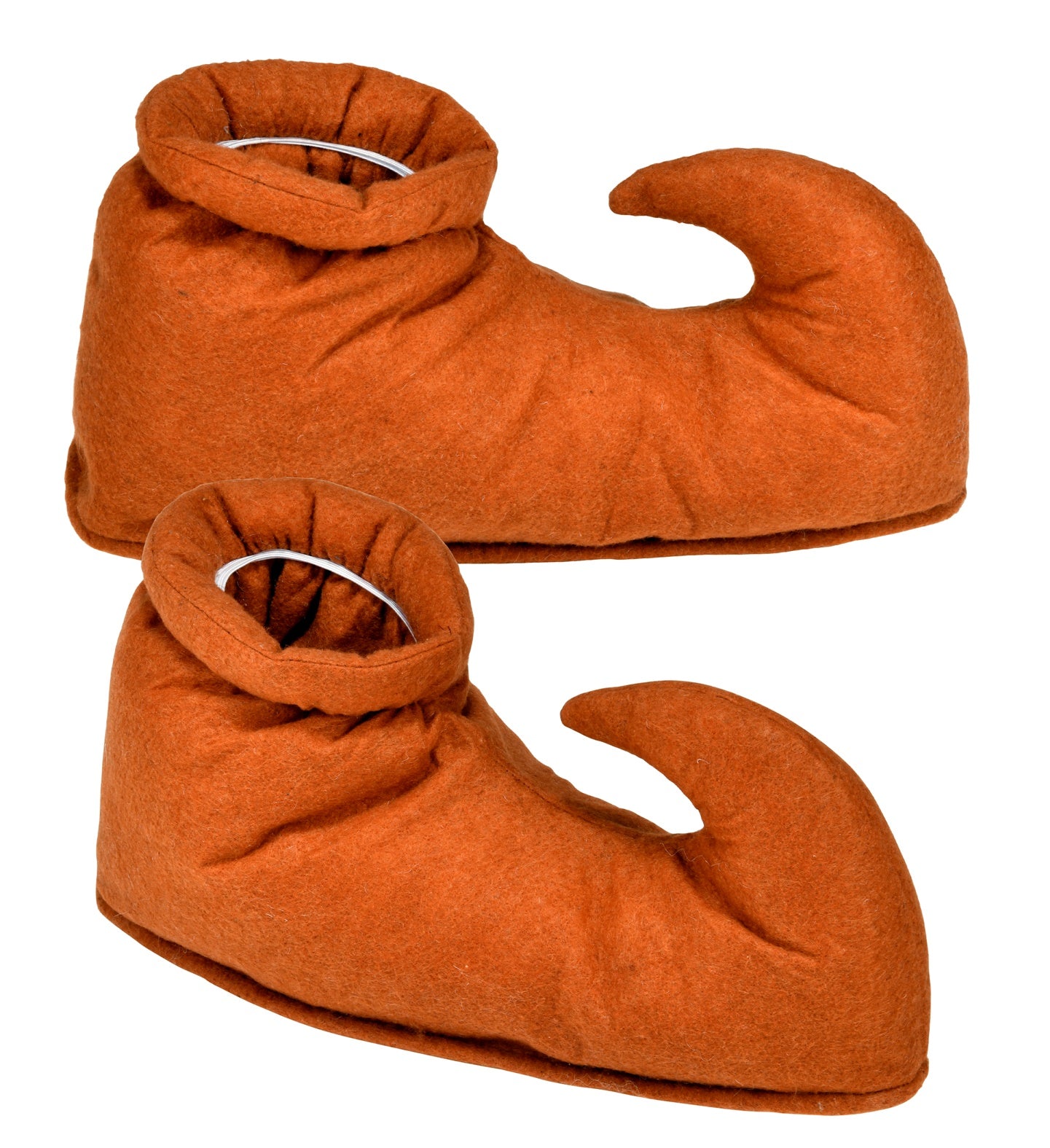 Braune Elfen Schuh Überzieher aus Stoff mit spitz zulaufender Form für Kostüme