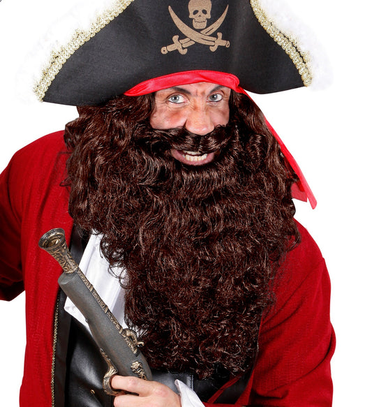 Langer brauner falscher Bart aus Kunsthaar mit Klebestreifen für Kostüme.