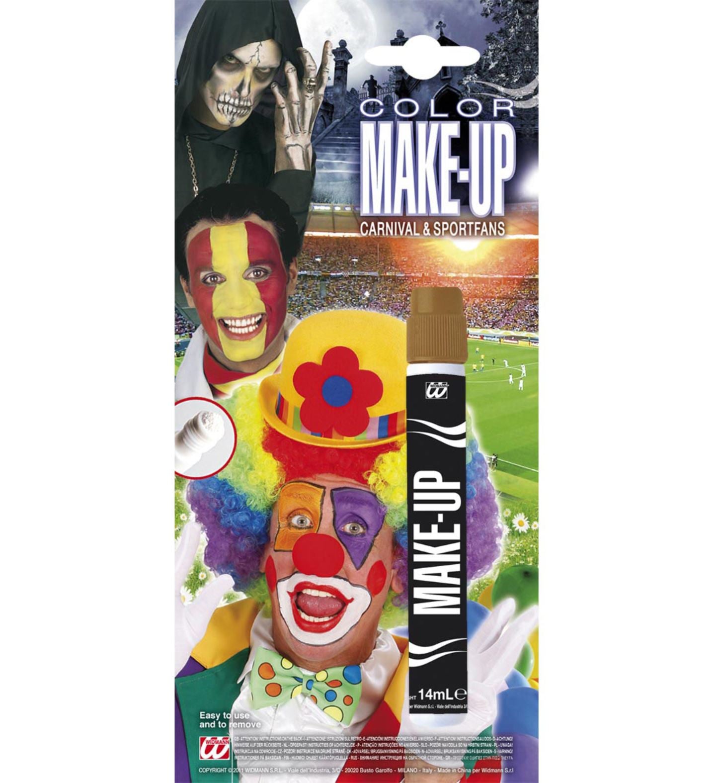 Brauner Schminkstift von Widmann, cremig und wischfest, ideal für Kostüme und Gesichtsmalerei.