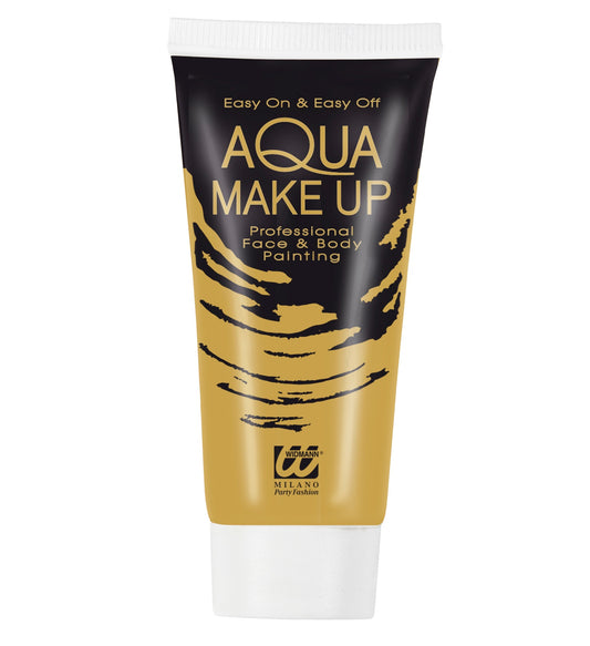Brauner Aqua Make Up in einem 30 ml Tube, ideal für Cosplay und Theateranwendungen.
