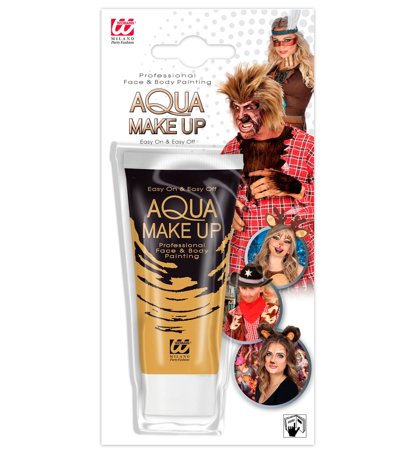 Brauner Aqua Make Up in einem 30ml Tube, ideal für Cosplay und Theater, einfach anzuwenden.