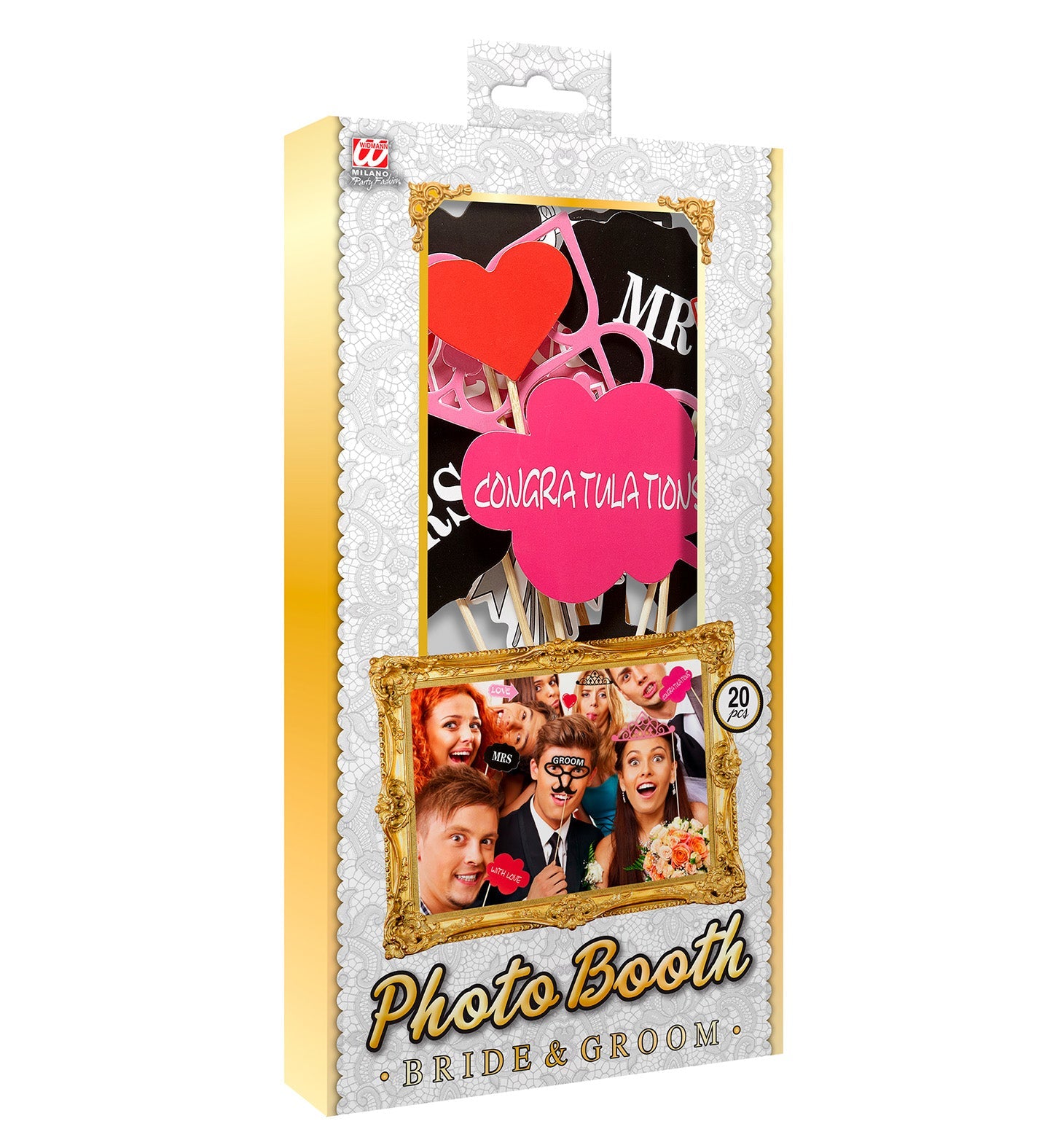 Fotobox Requisiten – Widmann Braut und Bräutigam 20-teilig Set - Fasnacht24.ch