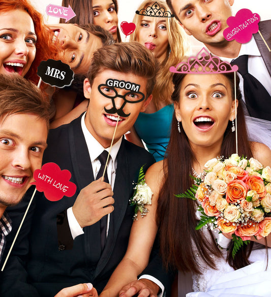 Fotobox Requisiten – Widmann Braut und Bräutigam 20-teilig Set - Fasnacht24.ch