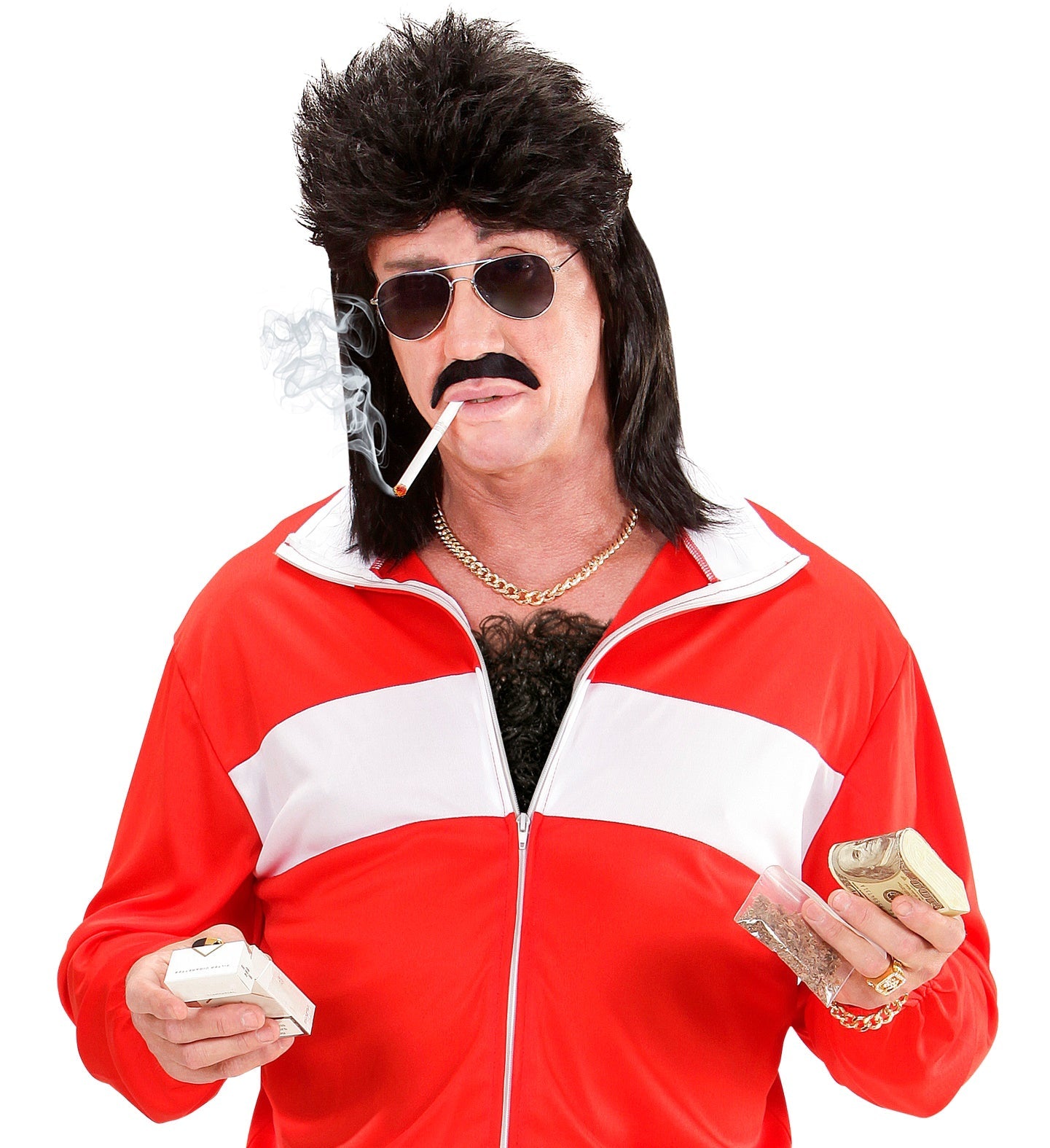 Schwarzes Brusthaartoupee aus natürlichen Fasern für Männer, realistisch und atmungsaktiv.