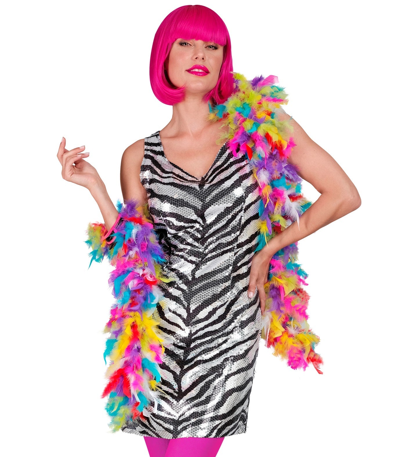 Widmann Neon Regenbogen Federboa 1,8m – Leichtes Partyaccessoire - Fasnacht24.ch