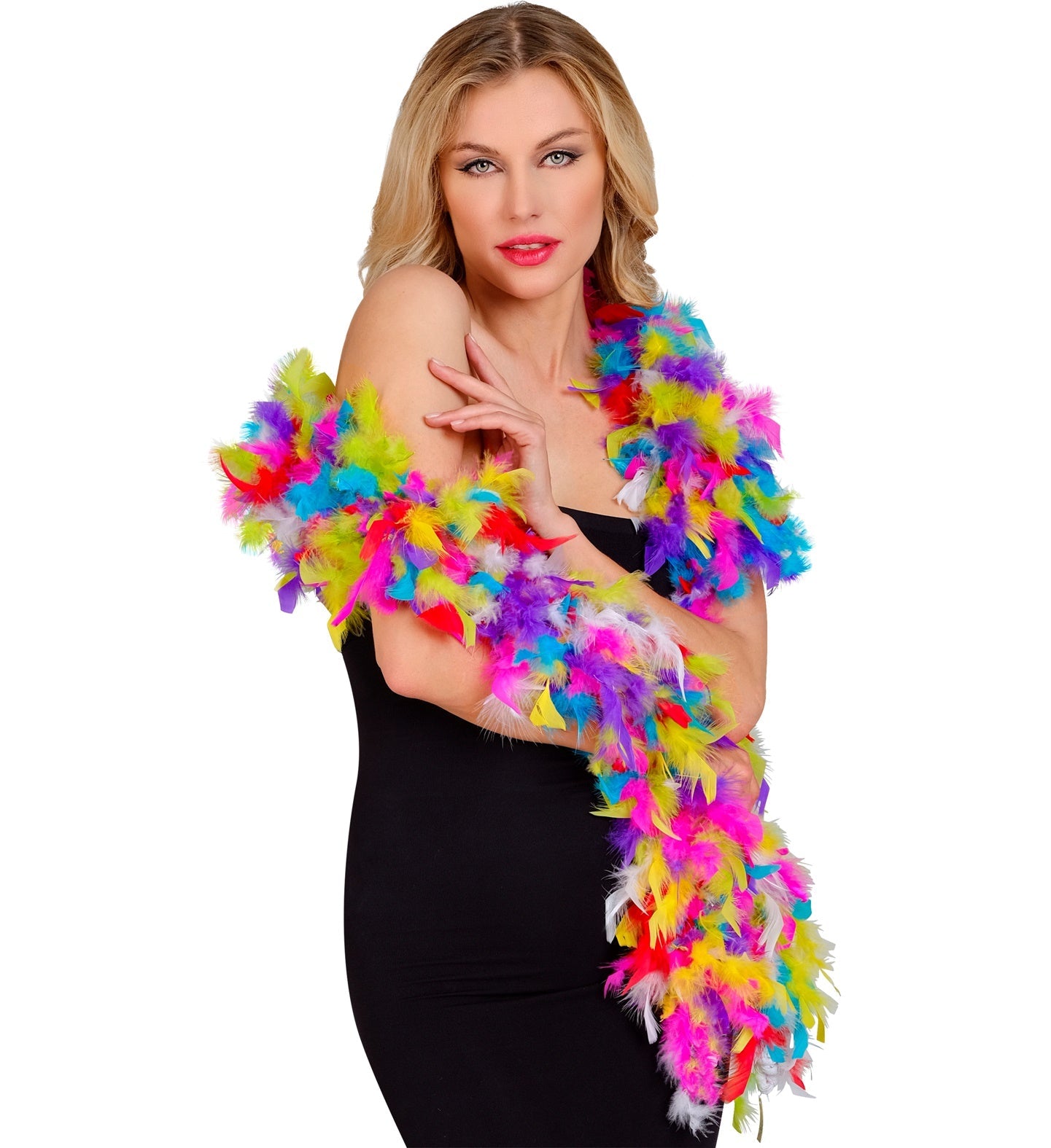 Widmann Neon Regenbogen Federboa 1,8m – Leichtes Partyaccessoire - Fasnacht24.ch