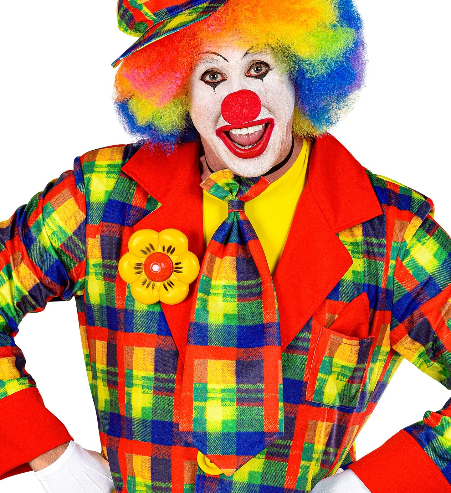 Bunte Clown Krawatte aus Polyester mit Comic-Muster in leuchtenden Farben.