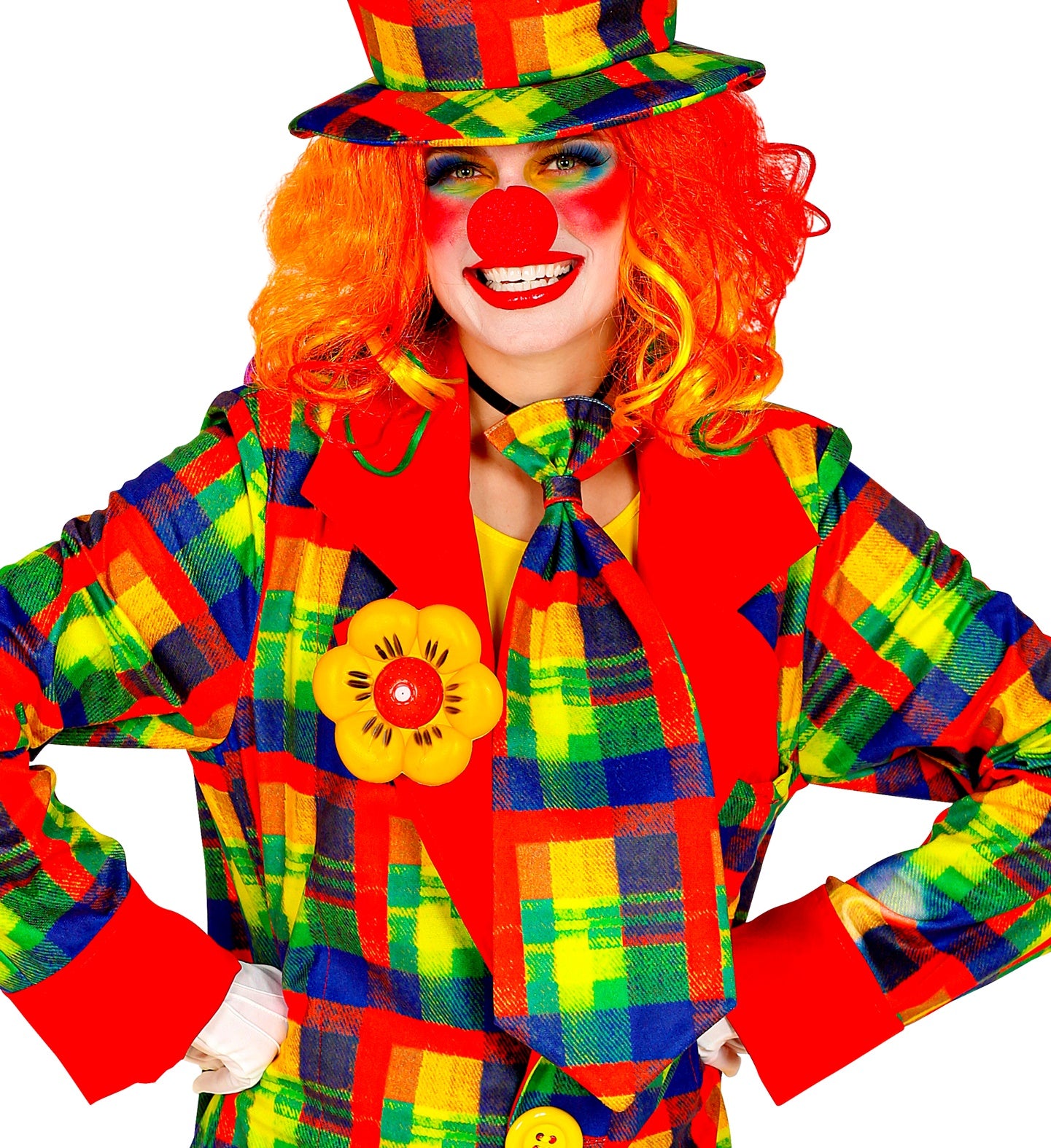 Bunte Clown Krawatte aus Polyester mit comicartigen Mustern in leuchtenden Farben.