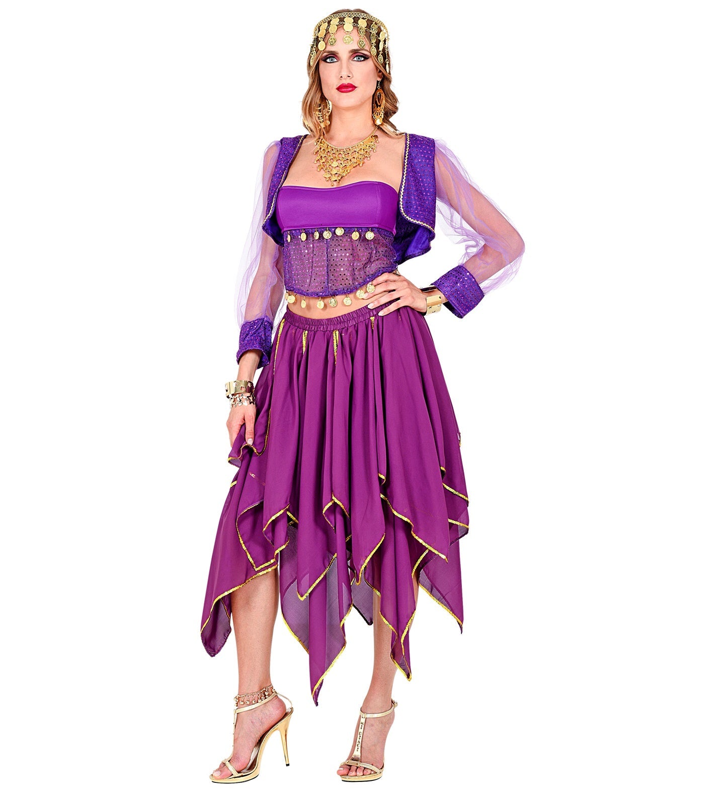 Lila Chiffon Tutu Rock mit goldenen Akzenten, schwingend und elegant in Einheitsgröße.