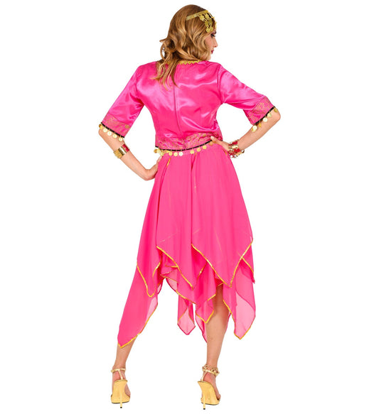 Pink Chiffon Rock mit goldenen Akzenten, schwingend und luftig für Damen im Onesize.