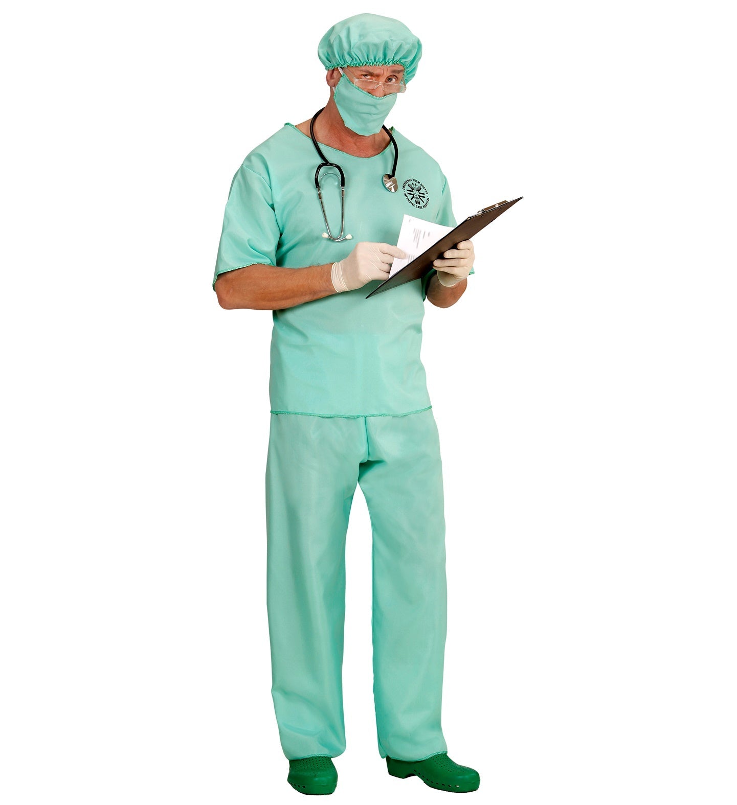 Widmann Notarzt Kostüm Herren – 4-teiliges Set Mint-Grün Chirurgen Outfit - Fasnacht24.ch