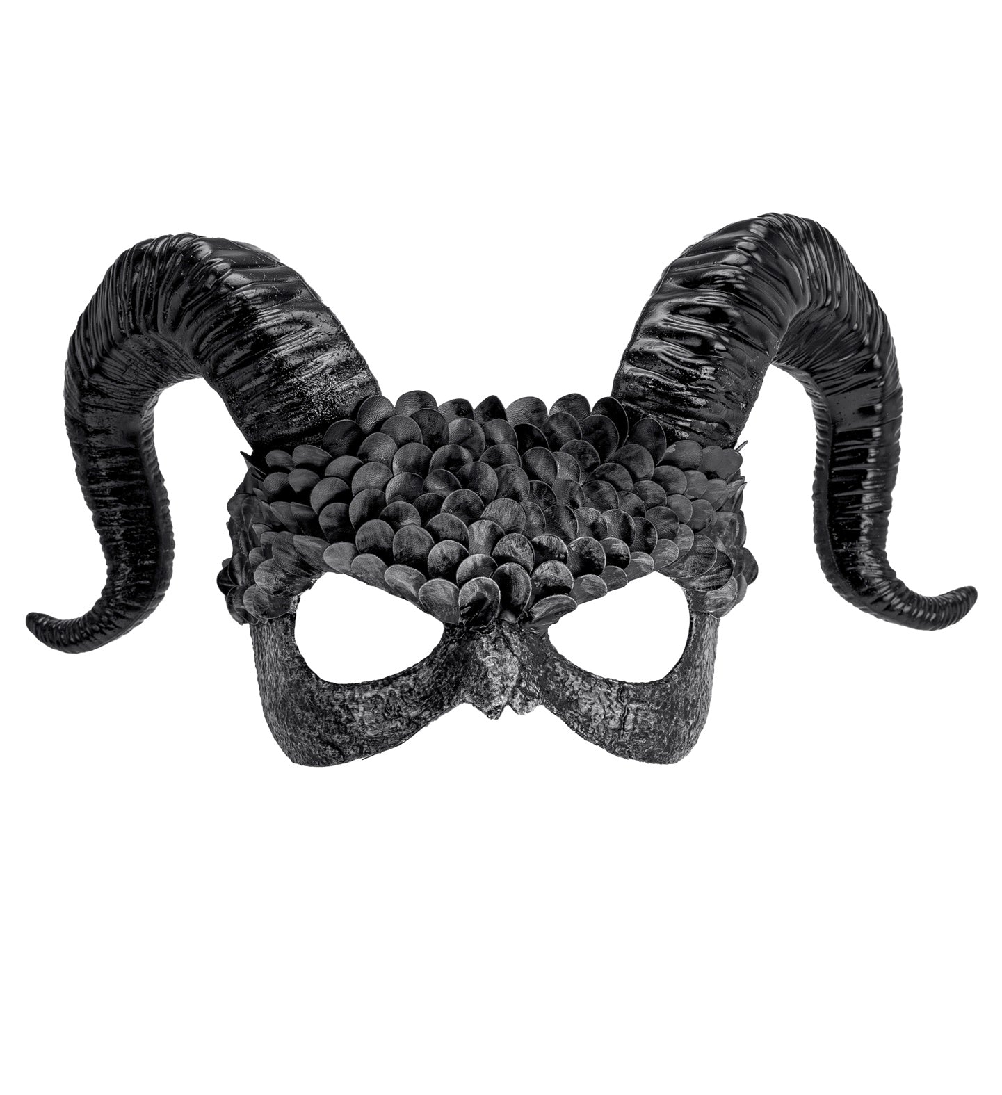 Dämonmaske PVC – Widmann Commedia Dell'Arte Schwarz Devil Mask - Fasnacht24.ch