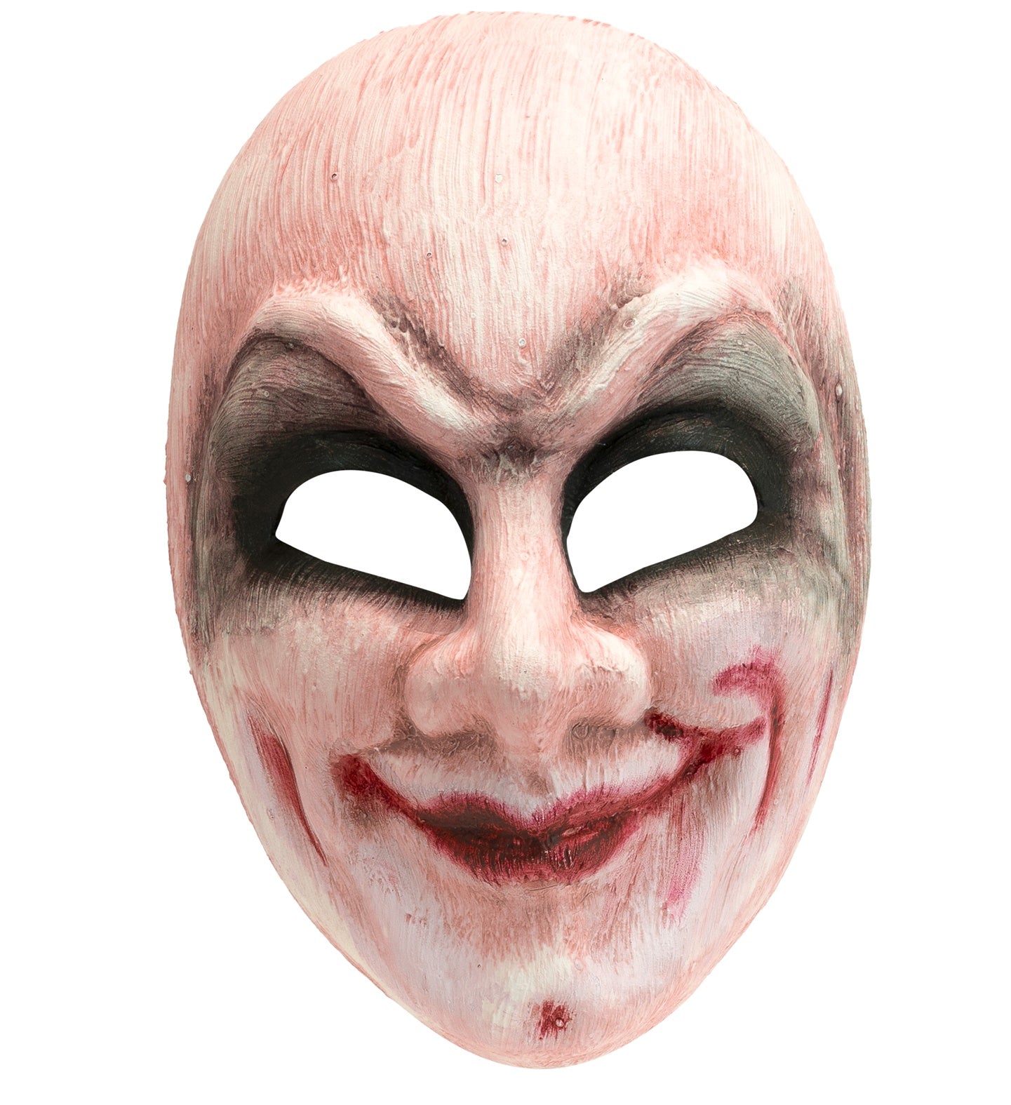 Vollgesichtsmaske Clown mit breitem Grinsen in Weiß und Rot, elastischer Halteband