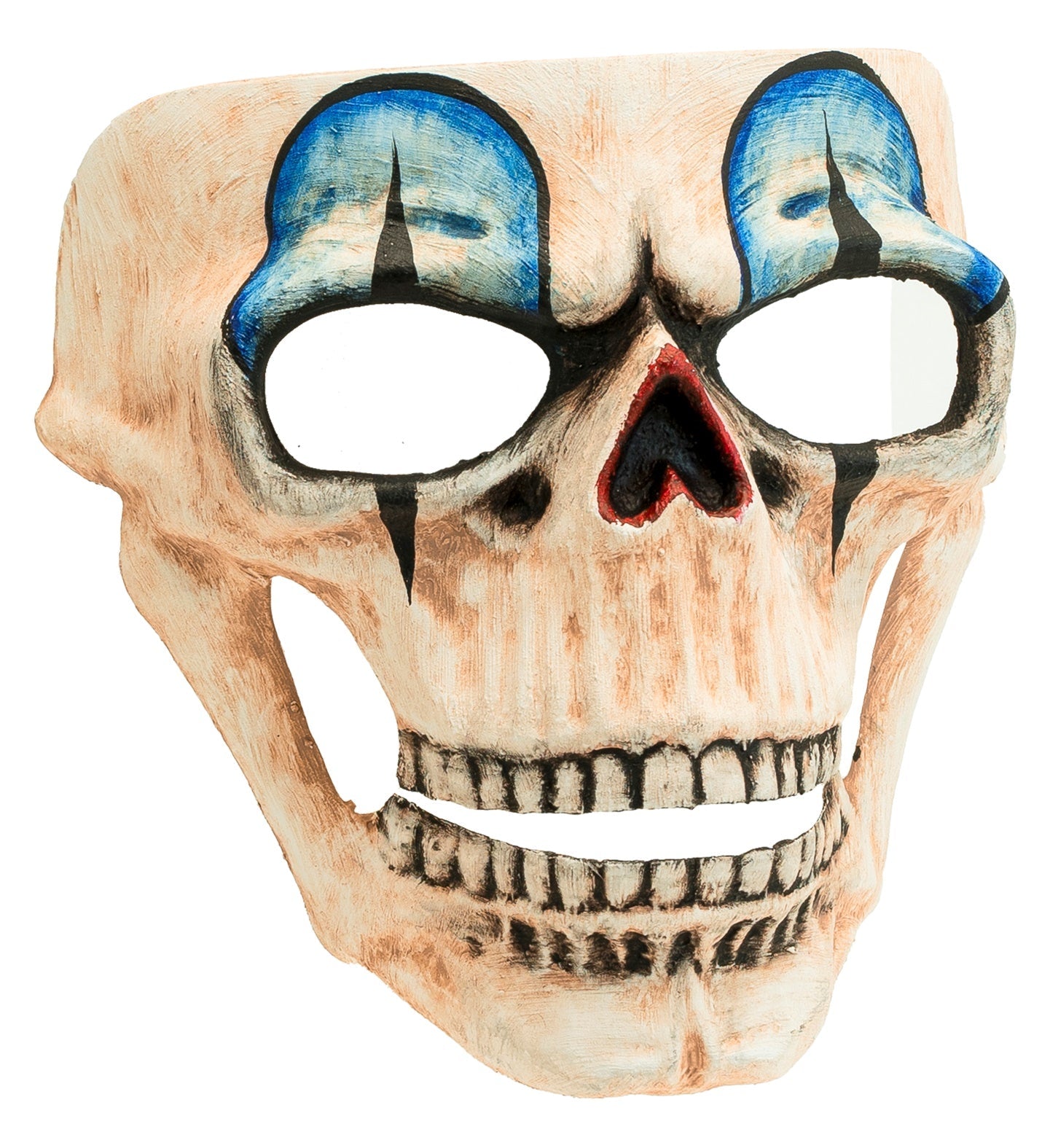 Handgefertigte Totenkopf-Clownmaske aus Resin mit detailliertem Knochen-Design und verstellbarem Riemen