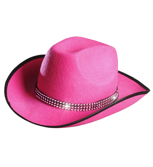 Widmann Pink Filzhut Cowboyhut mit Strassband – Verstellbar - Fasnacht24.ch