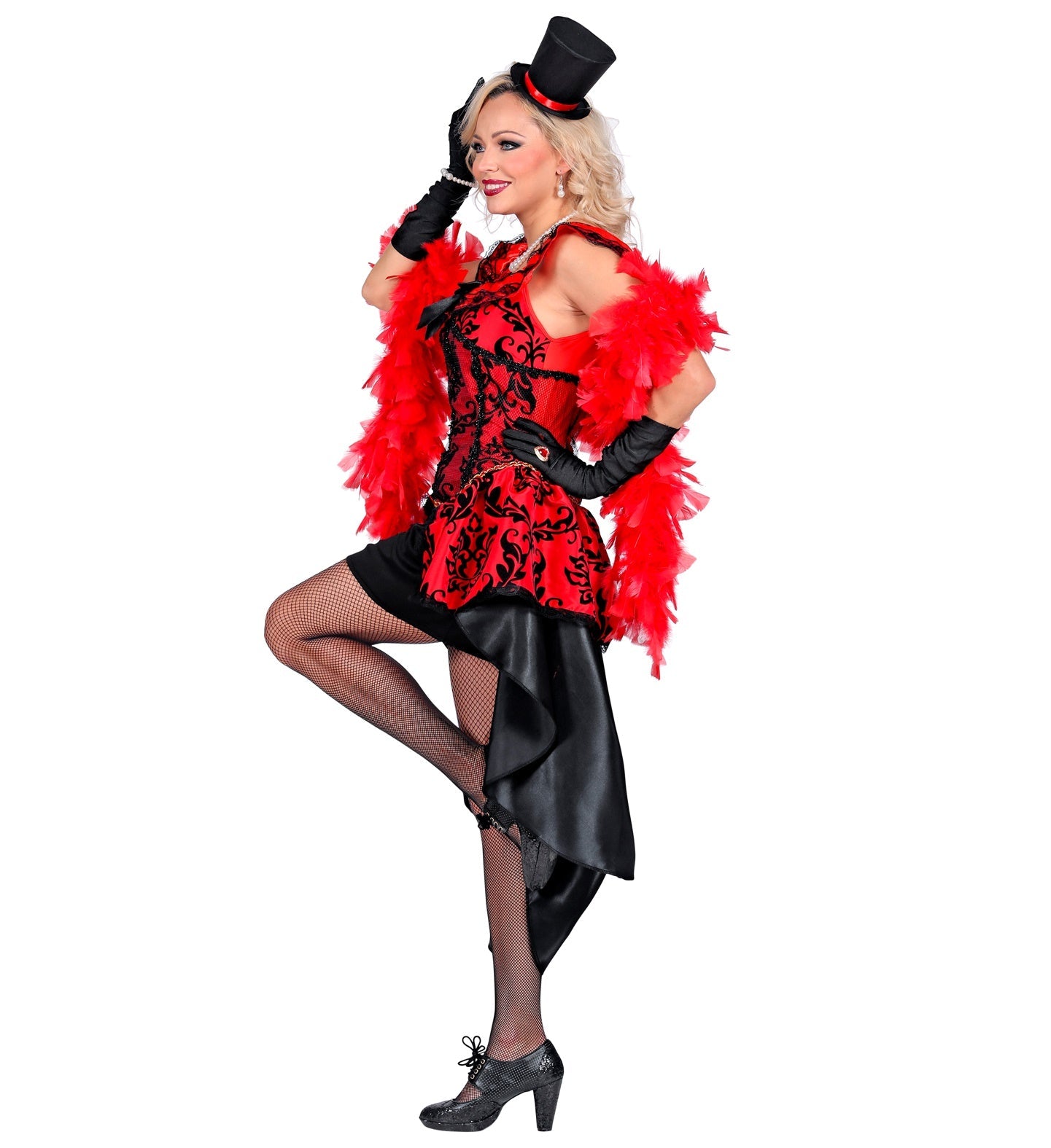 Widmann Damen Burlesque Kostüm – Satin Kleid & Handschuhe - Fasnacht24.ch