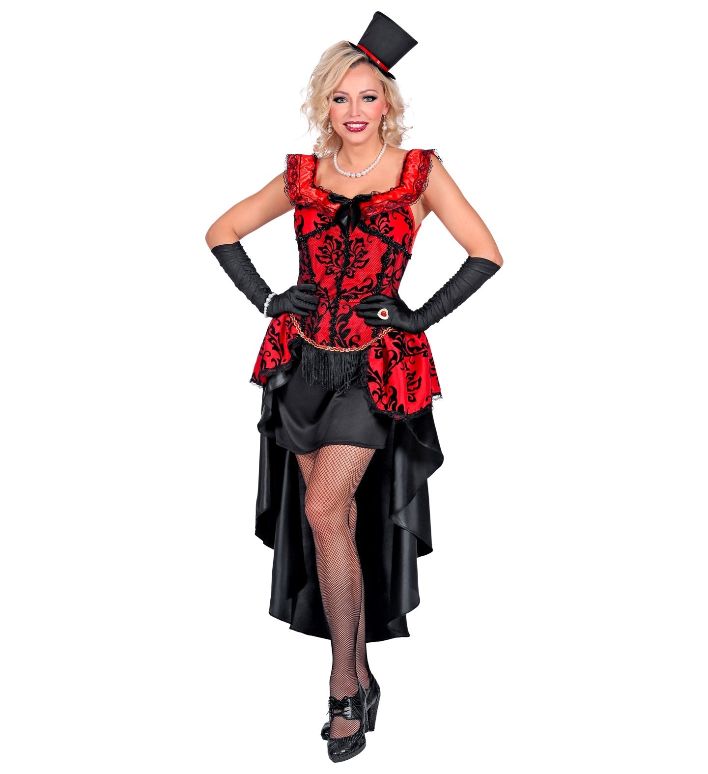 Widmann Damen Burlesque Kostüm – Satin Kleid & Handschuhe - Fasnacht24.ch
