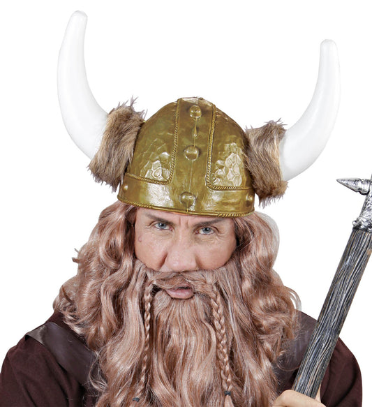 Widmann Wikinger Helm – Goldverzierte Stahlkonstruktion & Kunstfell - Fasnacht24.ch
