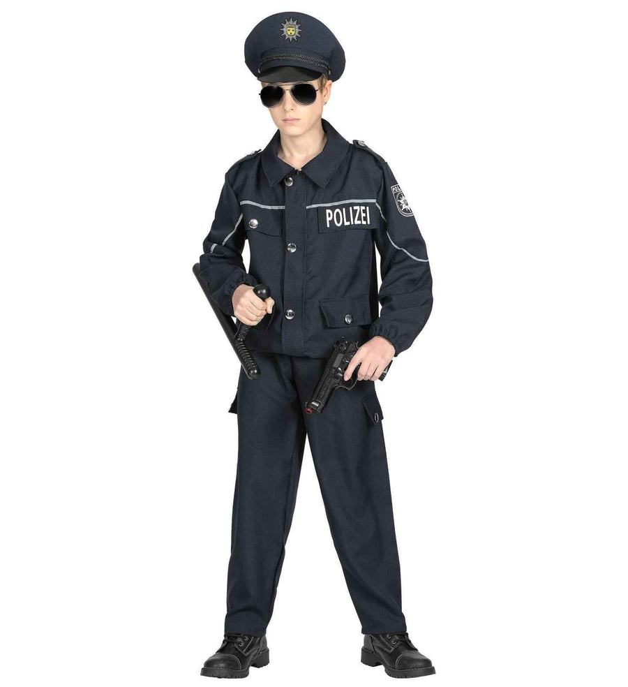 Widmann Kinder Polizei Kostüm blaue Polizeiuniform mit Hose und Mütze – Detailansicht