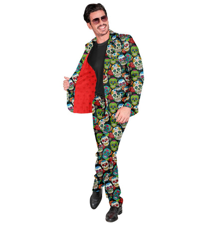 Widmann Dia De Los Muertos Herrenanzug – Slim Fit Jacke & Hose - Fasnacht24.ch – Produktansicht