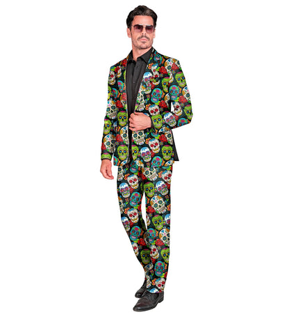 Widmann Dia De Los Muertos Herrenanzug – Slim Fit Jacke & Hose - Fasnacht24.ch – Detailansicht