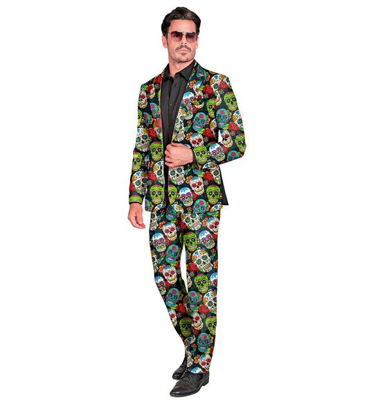 Widmann Dia De Los Muertos Herrenanzug – Slim Fit Jacke & Hose - Fasnacht24.ch