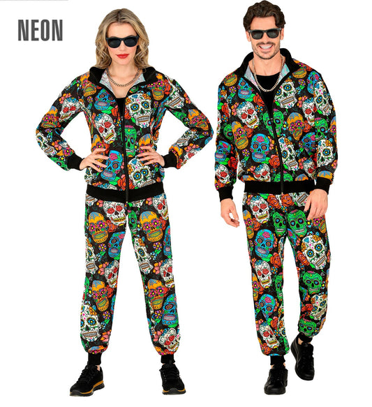 Jogginganzug Unisex – Widmann Dia De Los Muertos Skull Hoodie & Hose - Fasnacht24.ch