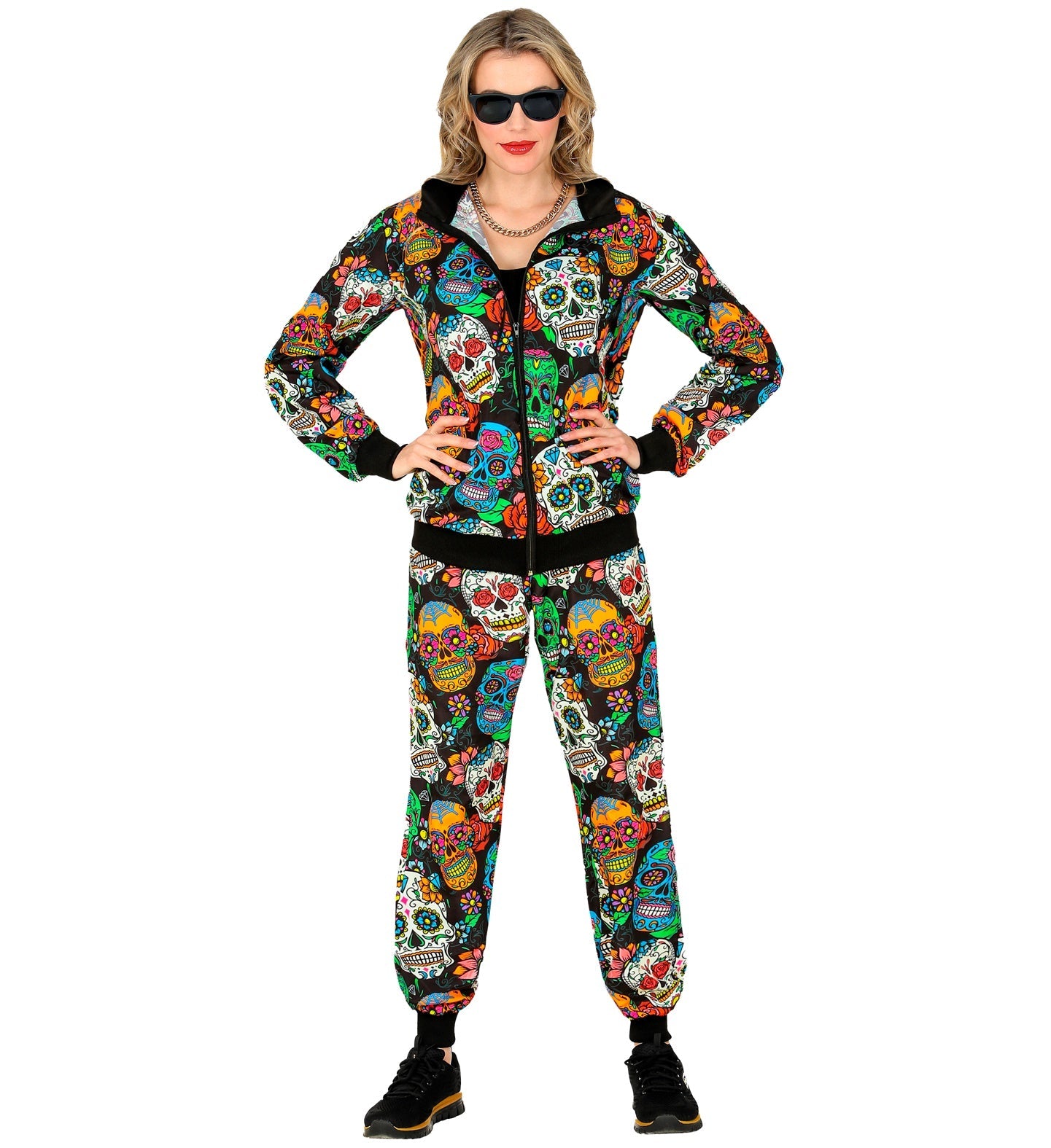 Jogginganzug Unisex – Widmann Dia De Los Muertos Skull Hoodie & Hose - Fasnacht24.ch