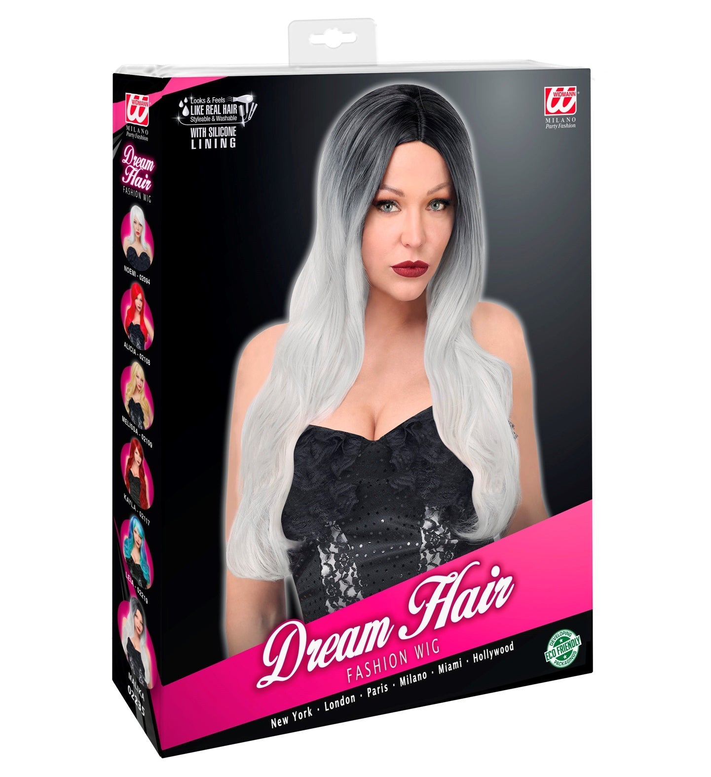 Widmann Dream Hair Lange Graue Ghost Perücke – Hitzebeständig, Verstellbar - Fasnacht24.ch