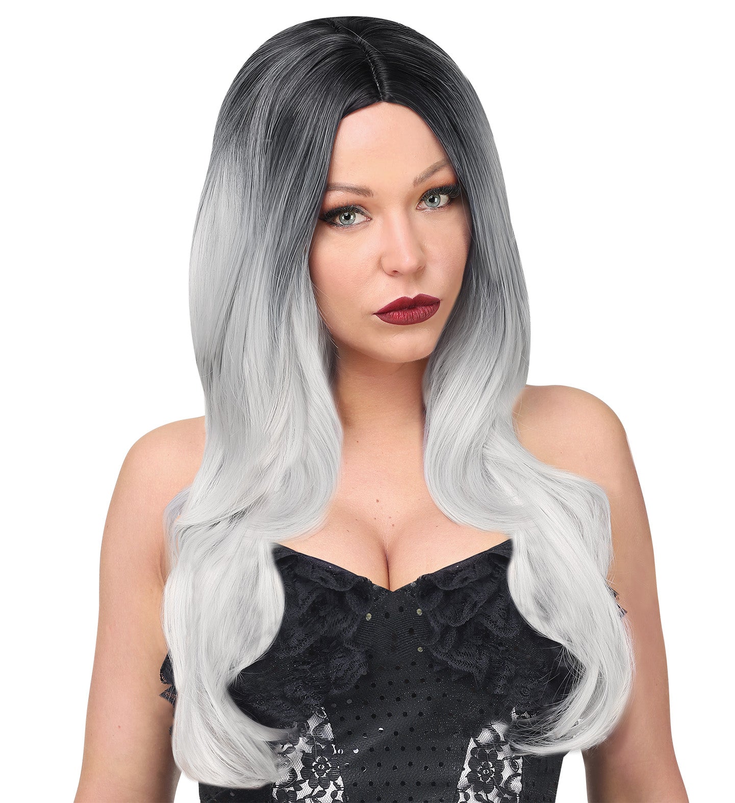 Widmann Dream Hair Lange Graue Ghost Perücke – Hitzebeständig, Verstellbar - Fasnacht24.ch