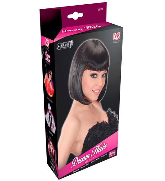 Widmann Dream Hair Julie Schwarze Bob Perücke – Verstellbar, Hitzebeständig - Fasnacht24.ch
