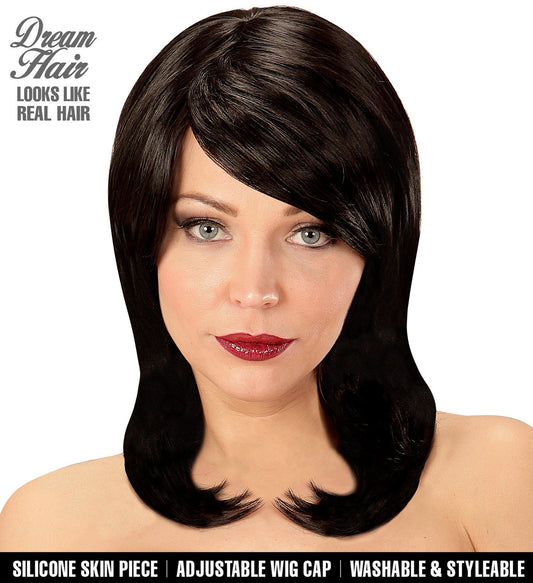 Widmann Megan Schwarze Verstellbare Synthetische Perücke – Heat-Resistant - Fasnacht24.ch