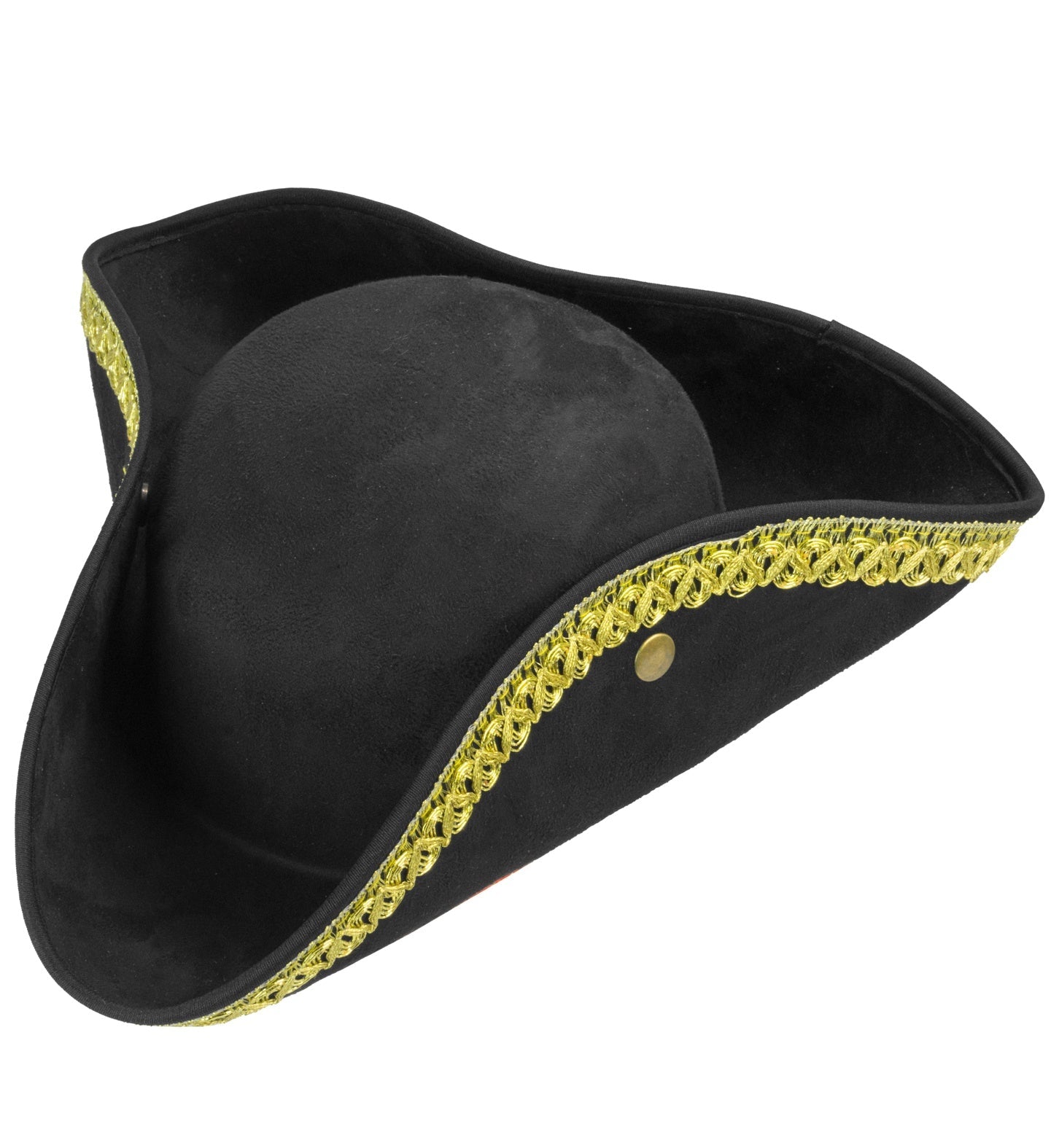 Widmann Dreispitz Tricorn-Hut aus Lederoptik mit goldener Borte, elegant und dramatisch.