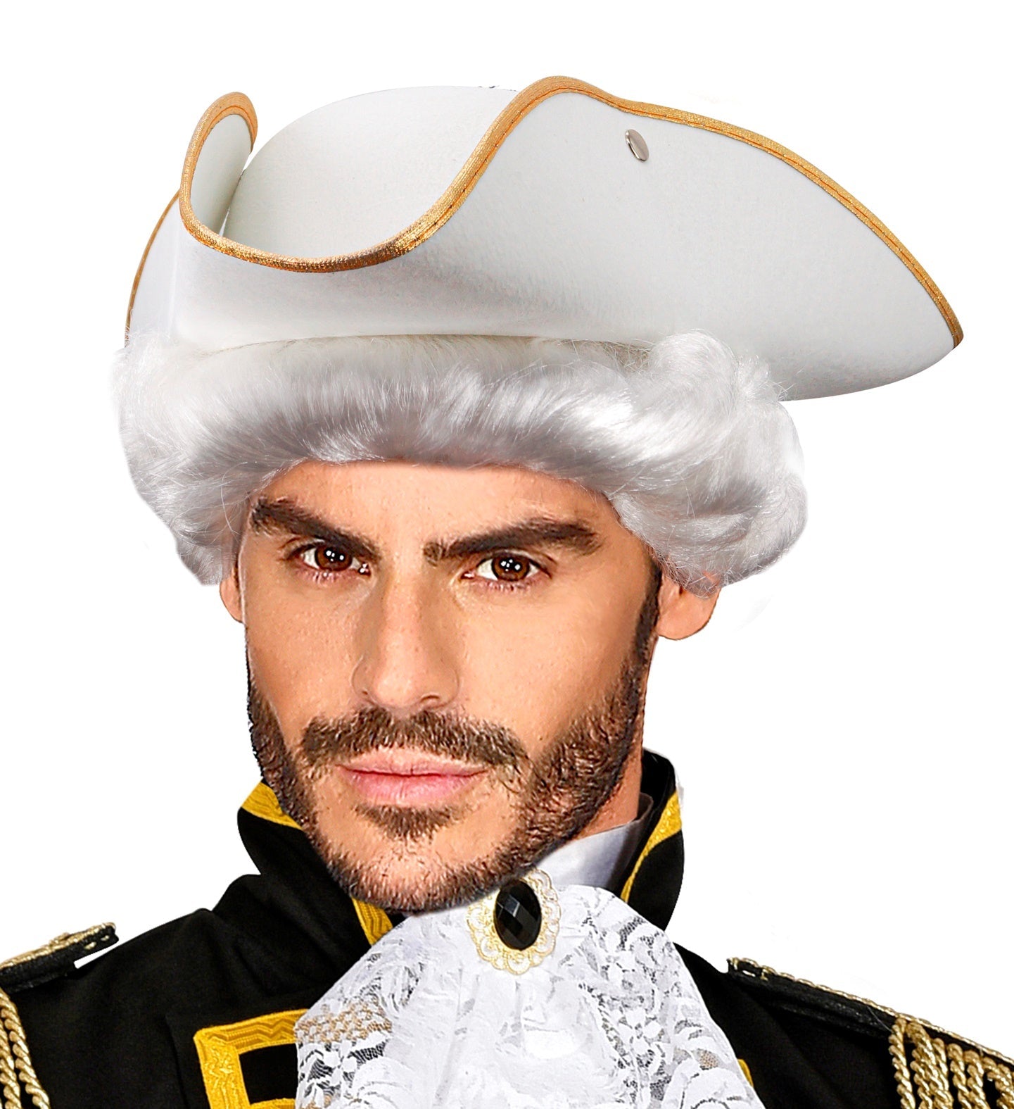 Widmann Dreispitz Tricorn Hat – Weiß Filz mit Goldkante - Fasnacht24.ch