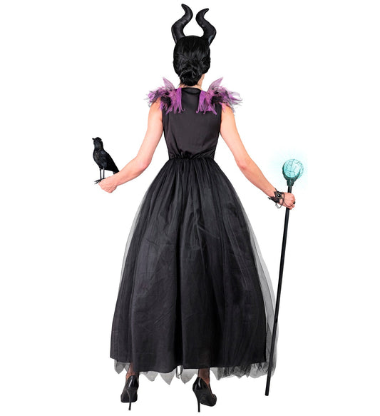 Dunkles Königin Malefizia Damenkostüm in Grau und Schwarz mit Korsett und Krone.