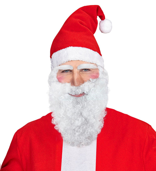 Set mit Weihnachtsmann Perücke, Bart, Schnurrbart und Augenbrauen in Weiß.